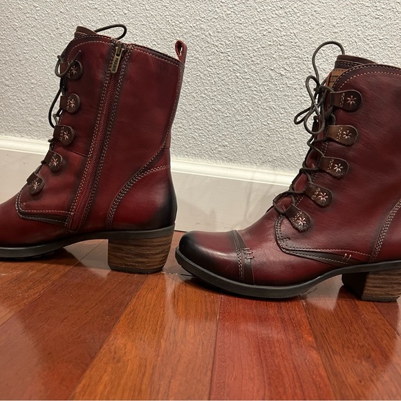 Pikolinos Deep Red Le Mans Lace Up Boots, Size 40, New - Picture 6 of 12